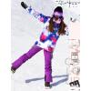 GSOU SNOW Women’s Ski Jackets and Pants Set Snowboarding Snowsuit Snow Coat Hooded Waterproof Windproof(Black Multicolor)