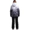 GSOU SNOW Women’s Ski Jackets and Pants Set Snowboarding Snowsuit Snow Coat Hooded Waterproof Windproof(Dark Blue White)
