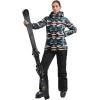 GSOU SNOW Women’s Ski Jackets and Pants Set Snowboarding Snowsuit Snow Coat Hooded Waterproof Windproof(Green Black Rhombus)
