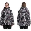 GSOU SNOW Women’s Ski Jackets and Pants Set Snowboarding Snowsuit Snow Coat Hooded Waterproof Windproof(Purple Flower Black)