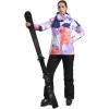 GSOU SNOW Women’s Ski Jackets and Pants Set Snowboarding Snowsuit Snow Coat Hooded Waterproof Windproof(Purple White Black)