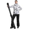 GSOU SNOW Women’s Ski Jackets and Pants Set Snowboarding Snowsuit Snow Coat Hooded Waterproof Windproof(White Flower Black)