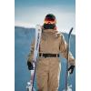 GSOU SNOW Womens Ski Suit One Piece Snow Suit Asymmetric Design Utility Jumpsuit Jacket Waterproof Insulated for Snow Sports(Khaki)