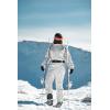 GSOU SNOW Womens Ski Suit One Piece Snow Suit Asymmetric Design Utility Jumpsuit Jacket Waterproof Insulated for Snow Sports(Off-white)