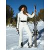 GSOU SNOW Womens Ski Suit One Piece Snowsuit Snowboard Slim Insulated Jumpsuit Jacket Waterproof Windproof for Outdoor Sports(Beige)