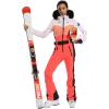 GSOU SNOW Womens Ski Suit One Piece Snowsuit Snowboard Slim Insulated Jumpsuit Jacket Waterproof Windproof for Outdoor Sports(Orange 1)
