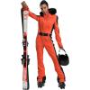 GSOU SNOW Womens Ski Suit One Piece Snowsuit Snowboard Slim Insulated Jumpsuit Jacket Waterproof Windproof for Outdoor Sports(Orange)