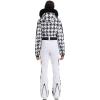 GSOU SNOW Womens Ski Suit One Piece Snowsuit Snowboard Slim Insulated Jumpsuit Jacket Waterproof Windproof for Outdoor Sports(White Black)
