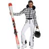 GSOU SNOW Womens Ski Suit One Piece Snowsuit Snowboard Slim Insulated Jumpsuit Jacket Waterproof Windproof for Outdoor Sports(White Black)