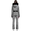 GSOU SNOW Womens Ski Suit One Piece Snowsuit Snowboard Slim Insulated Jumpsuit Jacket Waterproof Windproof for Outdoor Sports(White Thousand Bird Grid)