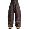GSOU SNOW Men Baggy Snowboard Pants Women Snow Pants Waterproof Cargo Snowboarding Ski Pants with Reflective Flame Graphic(Dark Coffe)