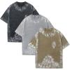 GSOU SNOW Men Oversized T Shirt Cotton Casual Unisex Short Sleeve Vintage Baggy Tee Shirts Washed Mens Streetwear(Black+grey+coffee)