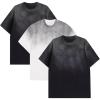 GSOU SNOW Men Oversized T Shirt Cotton Casual Unisex Short Sleeve Vintage Baggy Tee Shirts Washed Mens Streetwear(Black+white+black)
