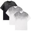 GSOU SNOW Men Oversized T Shirt Cotton Casual Unisex Short Sleeve Vintage Baggy Tee Shirts Washed Mens Streetwear(Black+white+white)