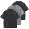 GSOU SNOW Men Oversized T Shirt Cotton Casual Unisex Short Sleeve Vintage Baggy Tee Shirts Washed Mens Streetwear(Washed Black Grey Black)