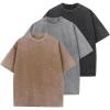 GSOU SNOW Men Oversized T Shirt Cotton Casual Unisex Short Sleeve Vintage Baggy Tee Shirts Washed Mens Streetwear(Washed Black Grey Coffee)