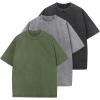 GSOU SNOW Men Oversized T Shirt Cotton Casual Unisex Short Sleeve Vintage Baggy Tee Shirts Washed Mens Streetwear(Washed Black Grey Grass Green)