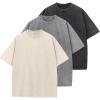 GSOU SNOW Men Oversized T Shirt Cotton Casual Unisex Short Sleeve Vintage Baggy Tee Shirts Washed Mens Streetwear(Washed Black Grey Khaki)