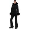 GSOU SNOW Ski Suit Womens One Piece Snowsuit Snowboard Jacket Slim Snow Jumpsuit Faux Fur Ski Outfit Waterproof Windproof(Black)