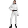 GSOU SNOW Ski Suit Womens One Piece Snowsuit Snowboard Jacket Slim Snow Jumpsuit Faux Fur Ski Outfit Waterproof Windproof(White)