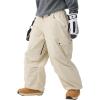 GSOU SNOW Women Men Baggy Ski Pants Loose Snowboard Pants Insulated Snow Pant Waterproof Windproof Outdoor Sport(Beige)