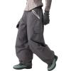 GSOU SNOW Women Men Baggy Ski Pants Loose Snowboard Pants Insulated Snow Pant Waterproof Windproof Outdoor Sport(Grey)