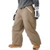 GSOU SNOW Women Men Baggy Ski Pants Loose Snowboard Pants Insulated Snow Pant Waterproof Windproof Outdoor Sport(Khaki)