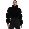 GSOU SNOW Women Ski Jacket Faux Fur Snowboard Coat Snow Cropped Jacket Winter Outdoor Warm(Black)