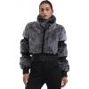 GSOU SNOW Women Ski Jacket Faux Fur Snowboard Coat Snow Cropped Jacket Winter Outdoor Warm(Grey)