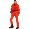 GSOU SNOW Women Ski Suit One Piece Snowsuit Snowboard Faux Fur Collar Slim Jumpsuit Jacket Insulated Windproof Outdoor Winter(Orange Color)