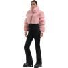 GSOU SNOW Women Ski Suit One Piece Snowsuit Snowboard Faux Fur Collar Slim Jumpsuit Jacket Insulated Windproof Outdoor Winter(Pink Color)