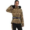 GSOU SNOW Women’s Ski Jacket Snowboard Warm Winter Short Slim Snow Coat Jacket Mountain Windproof Waterproof Insulated Hooded(Leopard Brown)