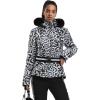 GSOU SNOW Women’s Ski Jacket Snowboard Warm Winter Short Slim Snow Coat Jacket Mountain Windproof Waterproof Insulated Hooded(Leopard White)