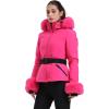 GSOU SNOW Women’s Ski Jacket Snowboard Warm Winter Short Slim Snow Coat Jacket Mountain Windproof Waterproof Insulated Hooded(Rose)