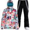 GSOU SNOW Women’s Ski Jackets and Pants Set Snowboarding Snowsuit Snow Coat Hooded Waterproof Windproof(Black Camouflage)
