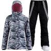GSOU SNOW Women’s Ski Jackets and Pants Set Snowboarding Snowsuit Snow Coat Hooded Waterproof Windproof(Black Pink)