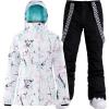 GSOU SNOW Women’s Ski Jackets and Pants Set Snowboarding Snowsuit Snow Coat Hooded Waterproof Windproof(Black White 1)