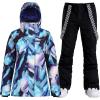 GSOU SNOW Women’s Ski Jackets and Pants Set Snowboarding Snowsuit Snow Coat Hooded Waterproof Windproof(Blue Black)
