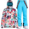 GSOU SNOW Women’s Ski Jackets and Pants Set Snowboarding Snowsuit Snow Coat Hooded Waterproof Windproof(Blue Camouflage)