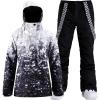 GSOU SNOW Women’s Ski Jackets and Pants Set Snowboarding Snowsuit Snow Coat Hooded Waterproof Windproof(Dark Blue Black)