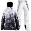 GSOU SNOW Women’s Ski Jackets and Pants Set Snowboarding Snowsuit Snow Coat Hooded Waterproof Windproof(Dark Blue White)