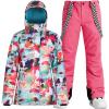 GSOU SNOW Women’s Ski Jackets and Pants Set Snowboarding Snowsuit Snow Coat Hooded Waterproof Windproof(Pink Camouflage)