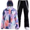 GSOU SNOW Women’s Ski Jackets and Pants Set Snowboarding Snowsuit Snow Coat Hooded Waterproof Windproof(Purple White Black)