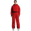 GSOU SNOW Womens Ski Suit One Piece Snow Suit Asymmetric Design Utility Jumpsuit Jacket Waterproof Insulated for Snow Sports(Red)