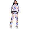 GSOU SNOW Womens Ski Suit One Piece Snowsuit Snowboard Slim Insulated Jumpsuit Jacket Waterproof Windproof for Outdoor Sports(Tie Dyed Purple)