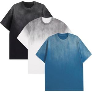 GSOU SNOW Men Oversized T Shirt Cotton Casual Unisex Short Sleeve Vintage Baggy Tee Shirts Washed Mens Streetwear(Black+white+navy)