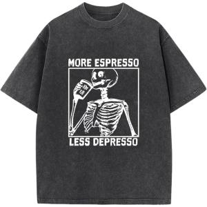 GSOU SNOW Men Oversized T Shirt Cotton Casual Unisex Short Sleeve Vintage Baggy Tee Shirts Washed Mens Streetwear(Washed Black-2)