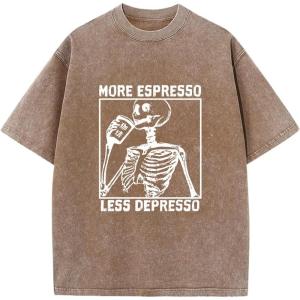 GSOU SNOW Men Oversized T Shirt Cotton Casual Unisex Short Sleeve Vintage Baggy Tee Shirts Washed Mens Streetwear(Washed Coffee-2)
