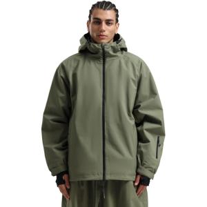 GSOU SNOW Men Ski Jacket Snowboard Waterproof Baggy Snow Coat Warm Winter Sport Hooded(Army Green)
