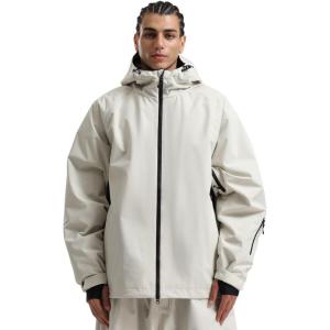GSOU SNOW Men Ski Jacket Snowboard Waterproof Baggy Snow Coat Warm Winter Sport Hooded(Beige)